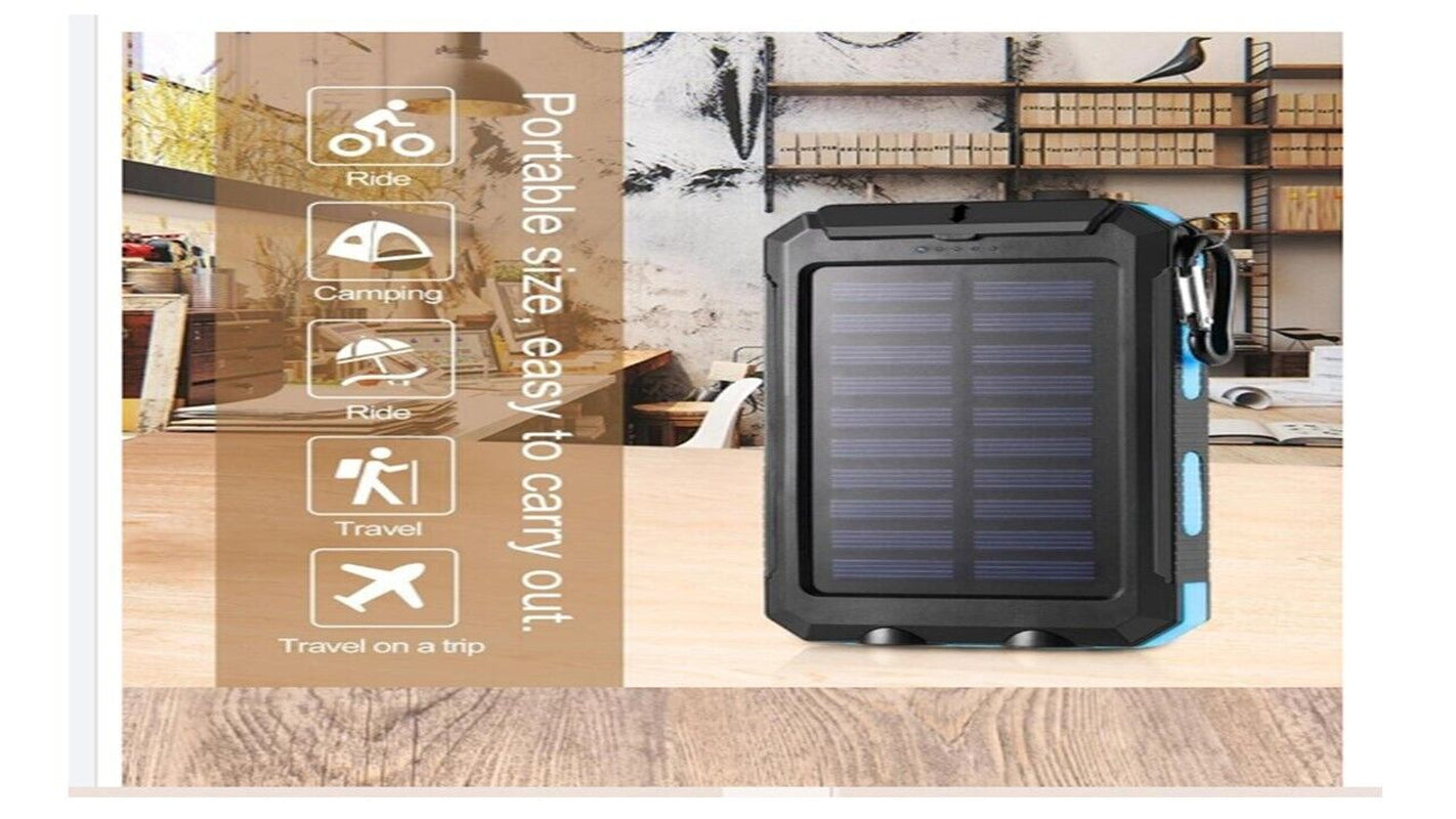 20,000 mAh Portable Solar Power Bank with Dual USB Ports for Phones and Tablets