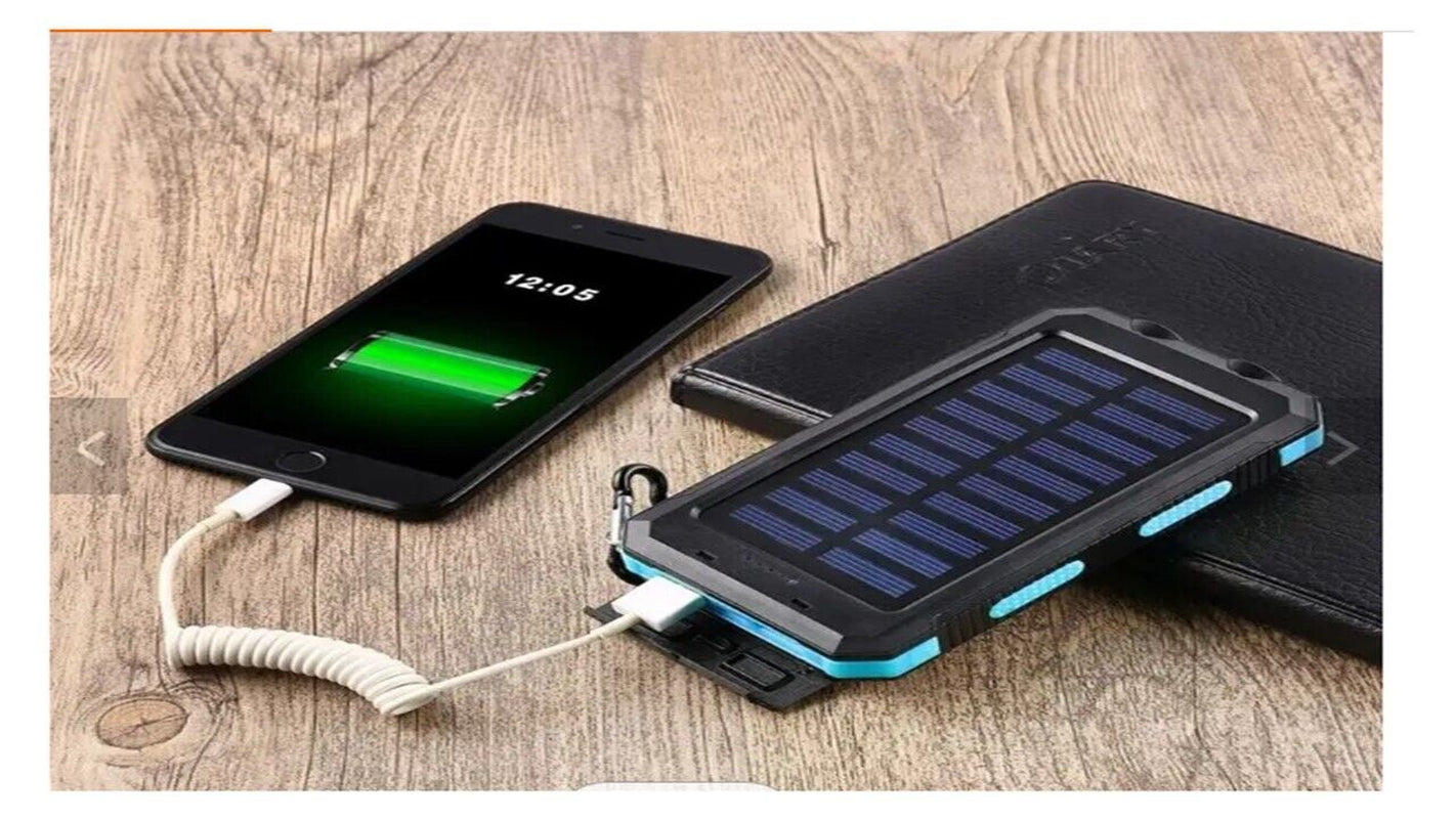 20,000 mAh Portable Solar Power Bank with Dual USB Ports for Phones and Tablets